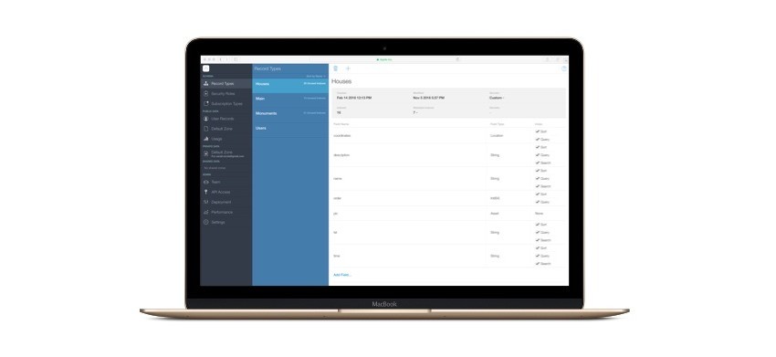 Apple CloudKit dashboard