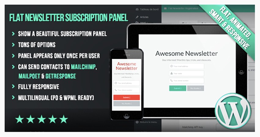 WP Flat Newsletter Subscription Panel