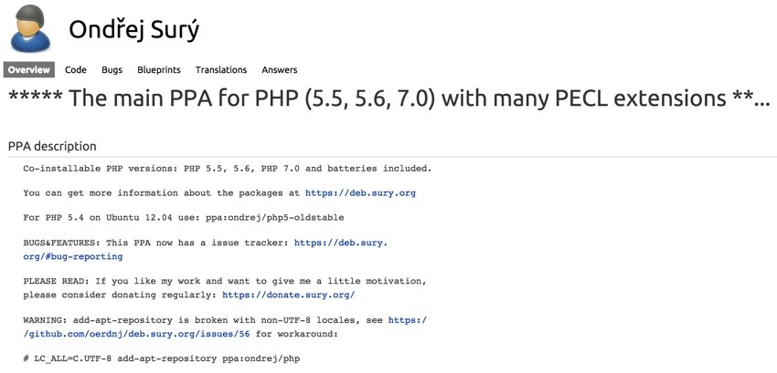 Upgrading to PHP7 PPA for PHP70 by Ondej Sur