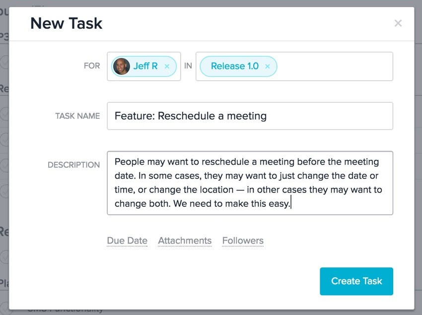 Meeting Planner Asana - New Task Form