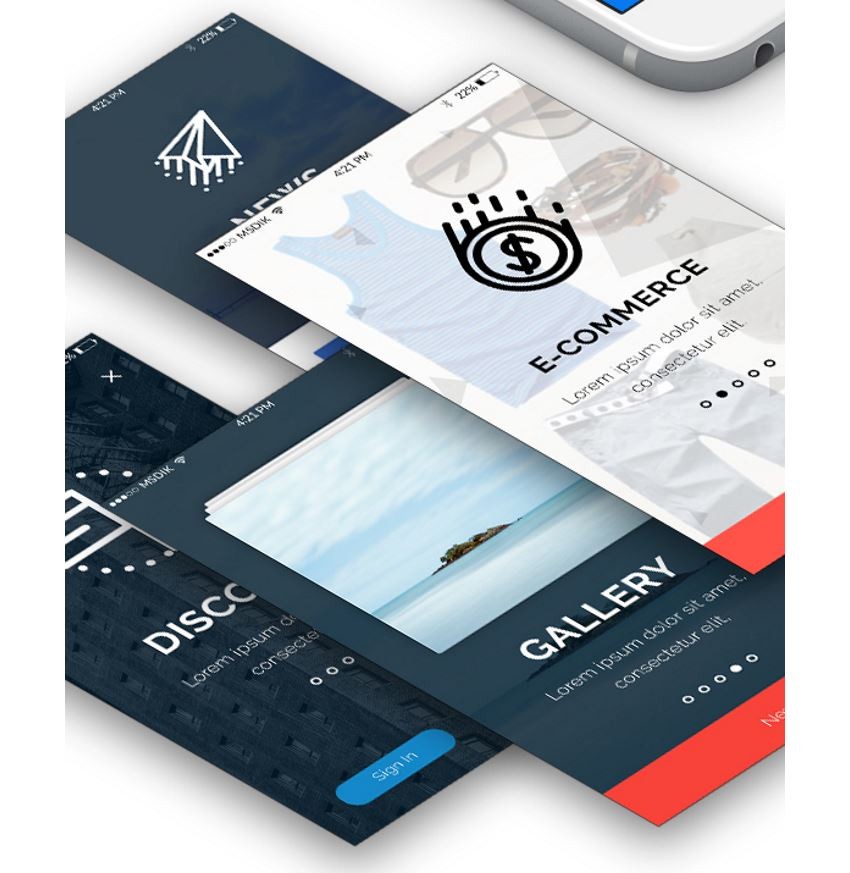 Bajing UI kit sample screens