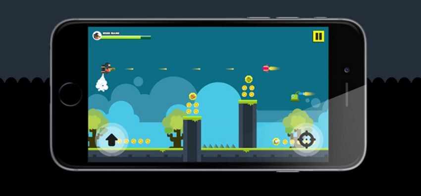 Flat Jetpack sample game with sprites and level background