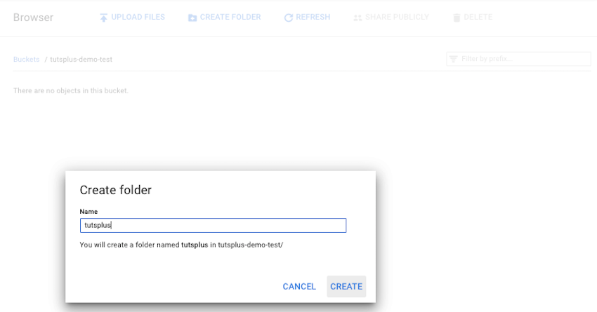 Creating a folder in GCS