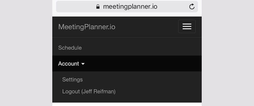 Meeting Planner Responsive Web - Responsive Dropdown Menu