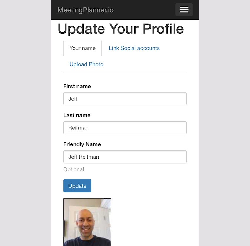 Meeting Planner Responsive Web - Profile Settings