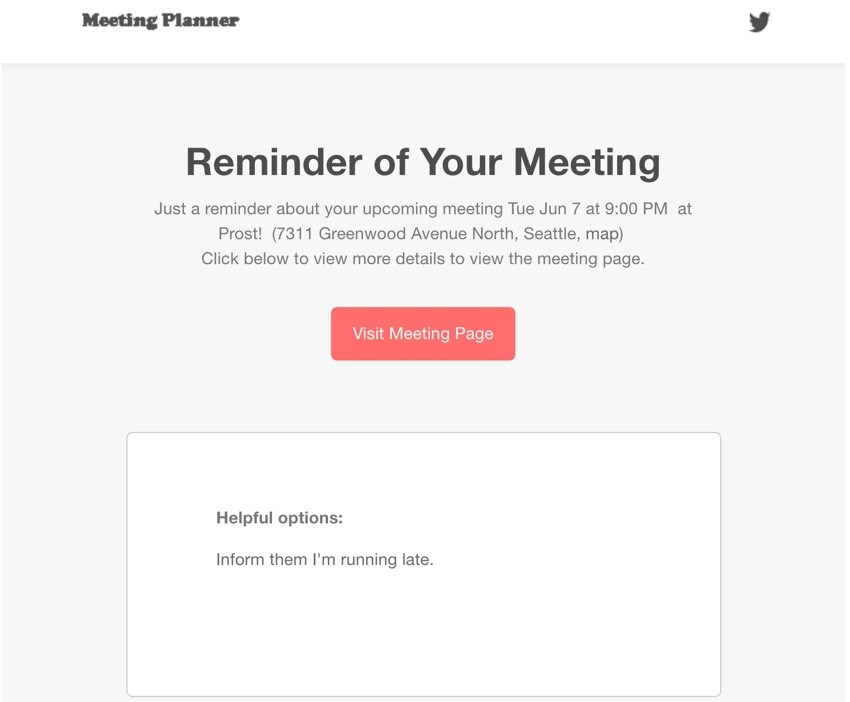 Meeting Planner - Reminder of Your Meeting Email