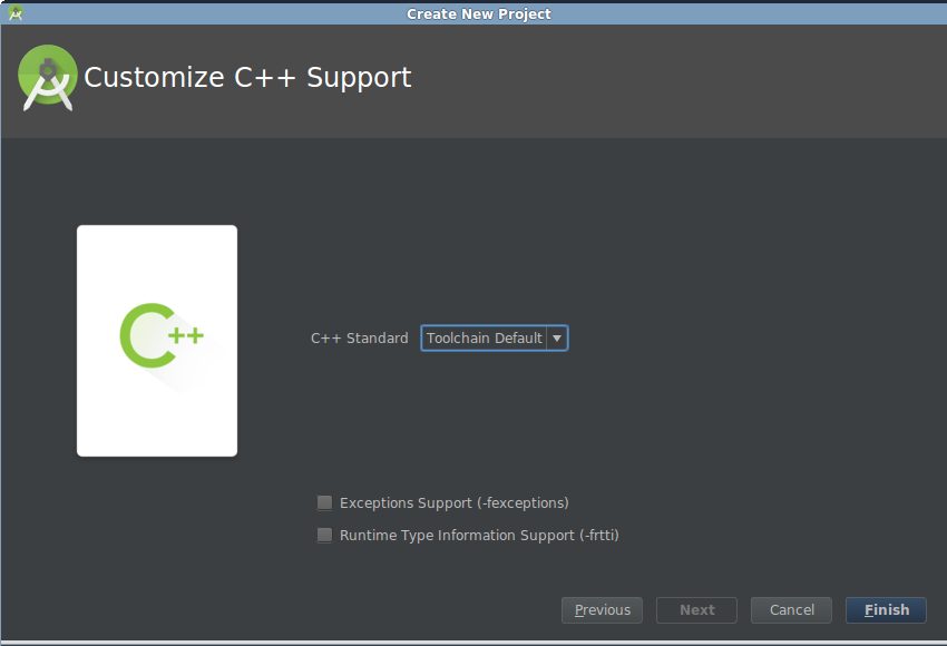 Toolchain selection screen