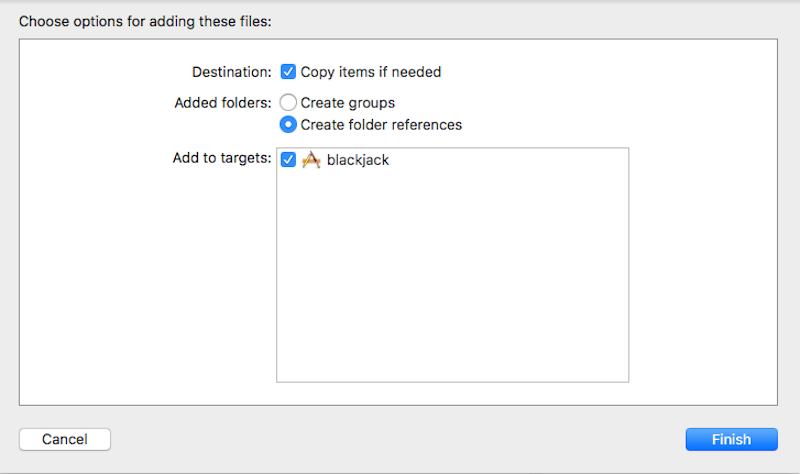 File options with Copy items if needed box checked