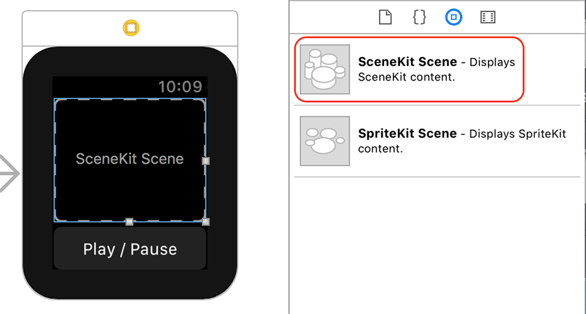 SceneKit Scene Interface Item