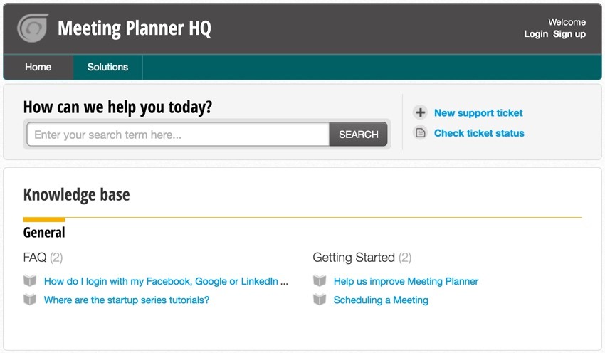 Meeting Planner Support - Final Support Home Page