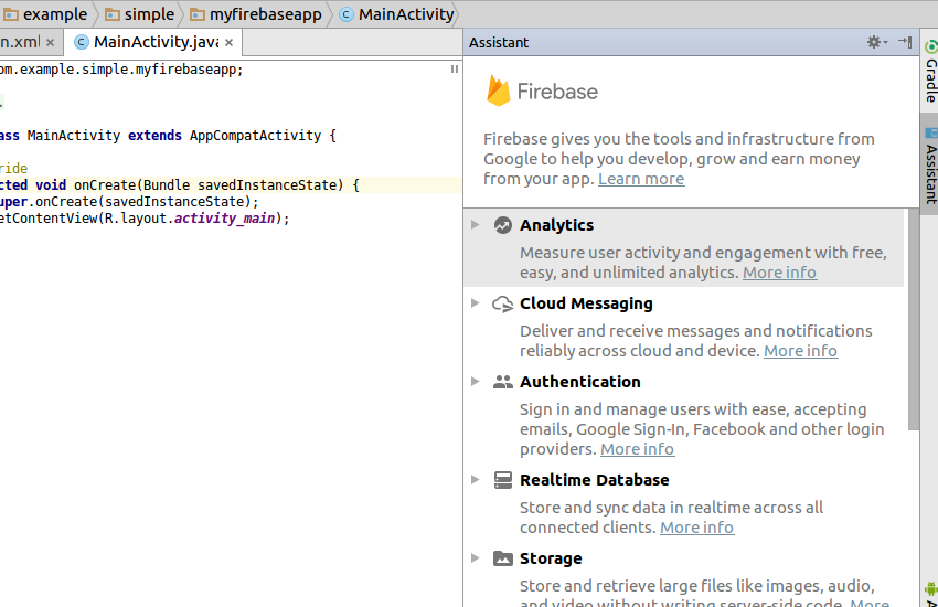 Firebase Assistant window