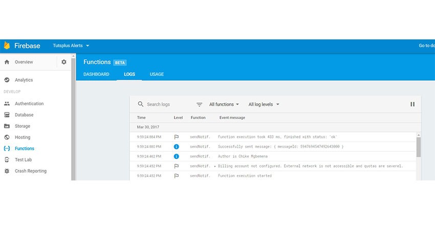 Cloud Functions Dashboard