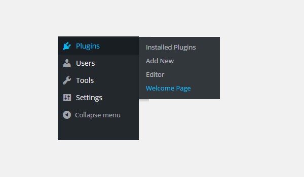 welcome page sub-menu