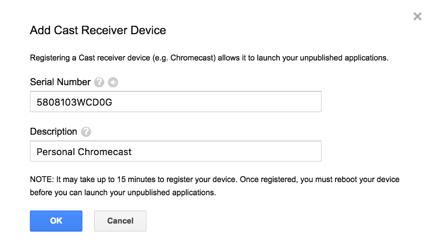 Dialog for white-listing physical casting devices