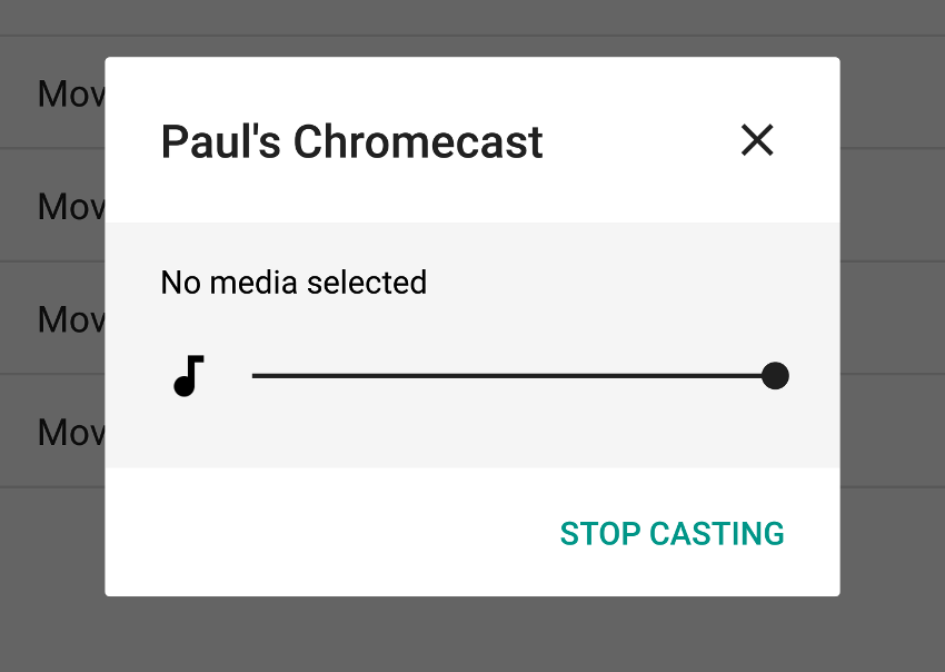 Routing dialog when connected to a casting device but not casting