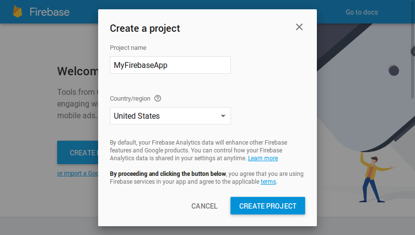 Create a project dialog