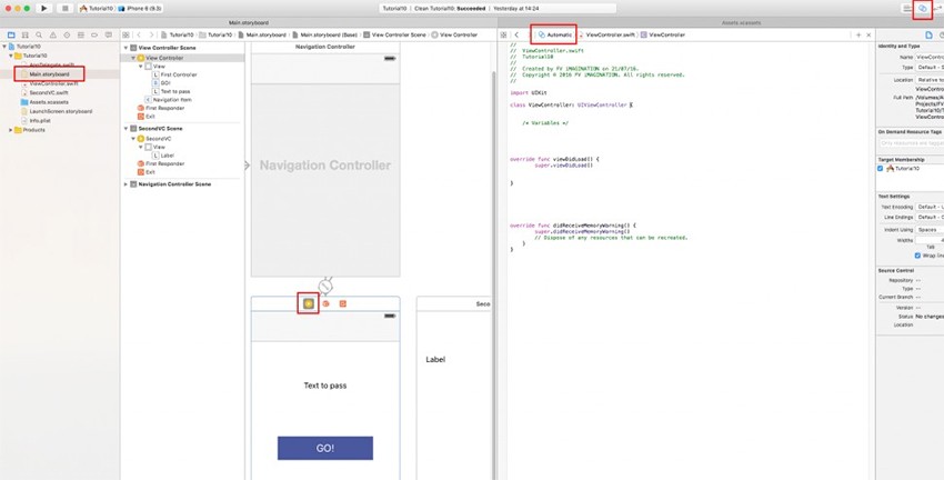 XCode window split into two parts