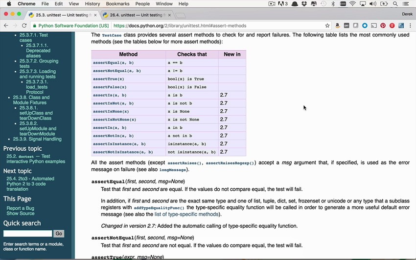 Unit testing in Python