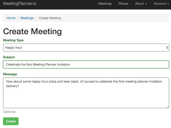 Meeting Planner Invitation - Create a Meeting