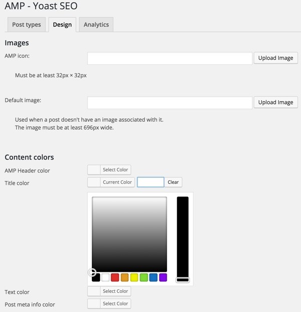 AMP for WordPress - Glue for Yoast SEO  AMP Design Tab