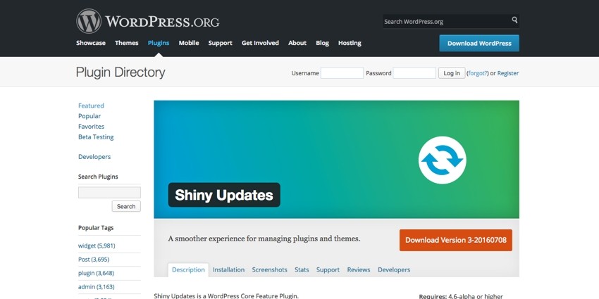 The Shiny Updates Plugin