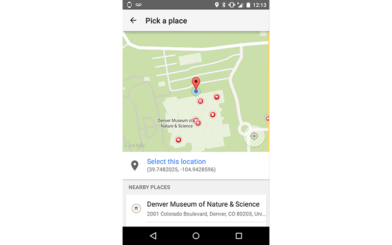 Places API Place Picker