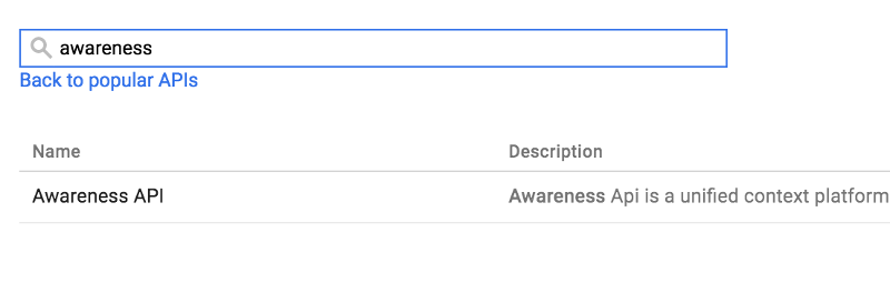 Google API Console Enable Awareness API