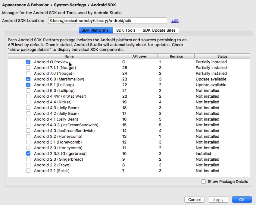 Open the Android SDK Manager and download the O Developer Preview 