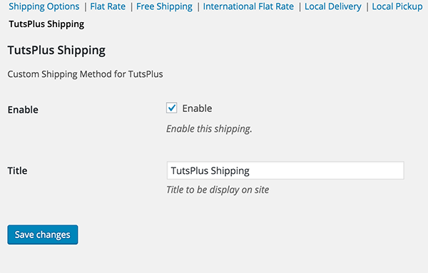 The TutsPlus Shipping Options Screen