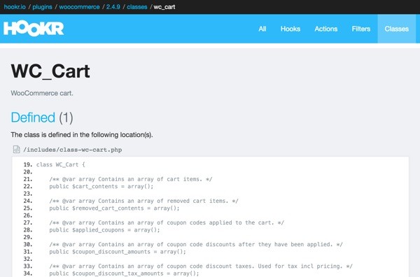 Hookr WordPress Plugin - WooCommerce WC_Cart Class