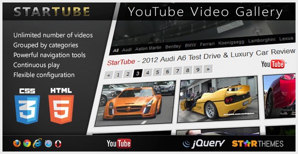 StarTube - YouTube Video Gallery Powered by jQuery