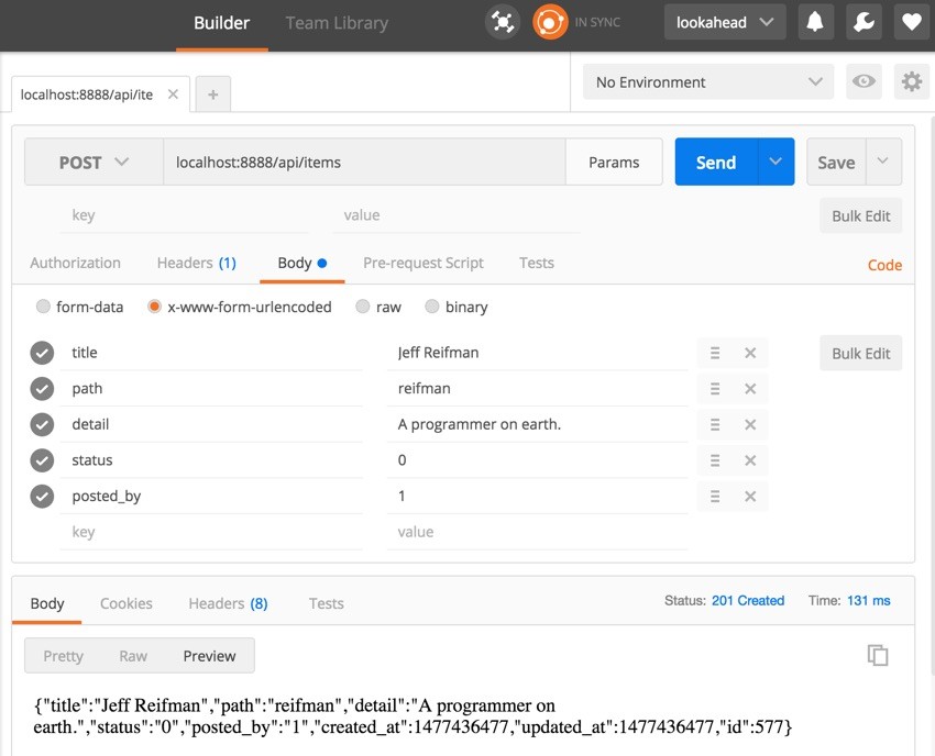Programming With Yii2 POST Request Shown in Postman UX