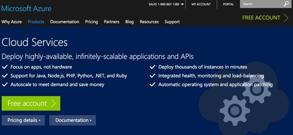 Amazon AWS Alternatives - Azure Home Page