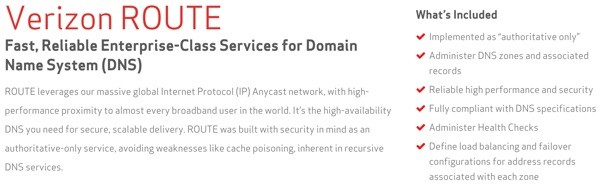Amazon AWS Alternatives - Verizon Route DNS Offering