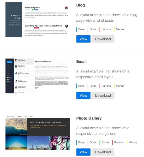 PureCSS Sample layouts