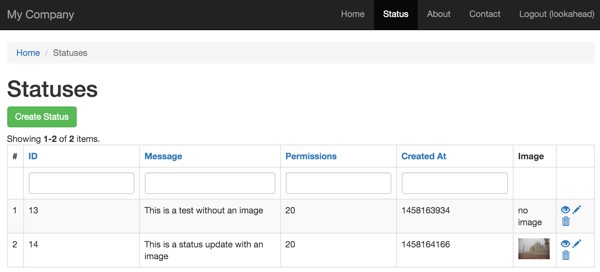 Yii2 Image Uploads - Enhanced Status Index with Uploaded Image Thumbnails