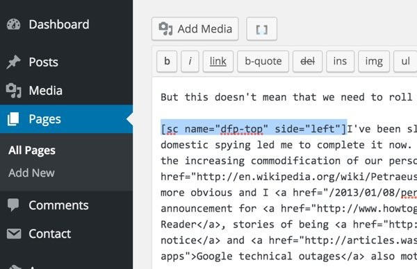 Optimizing DFP Revenue - Placing the Shortcodes within Content