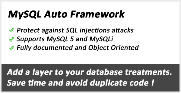 MySQL database Auto Framework