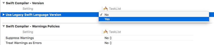 Use Legacy Swift Language Version