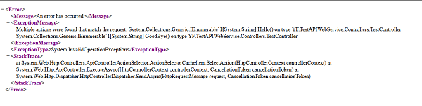 Error Response from Test Controller