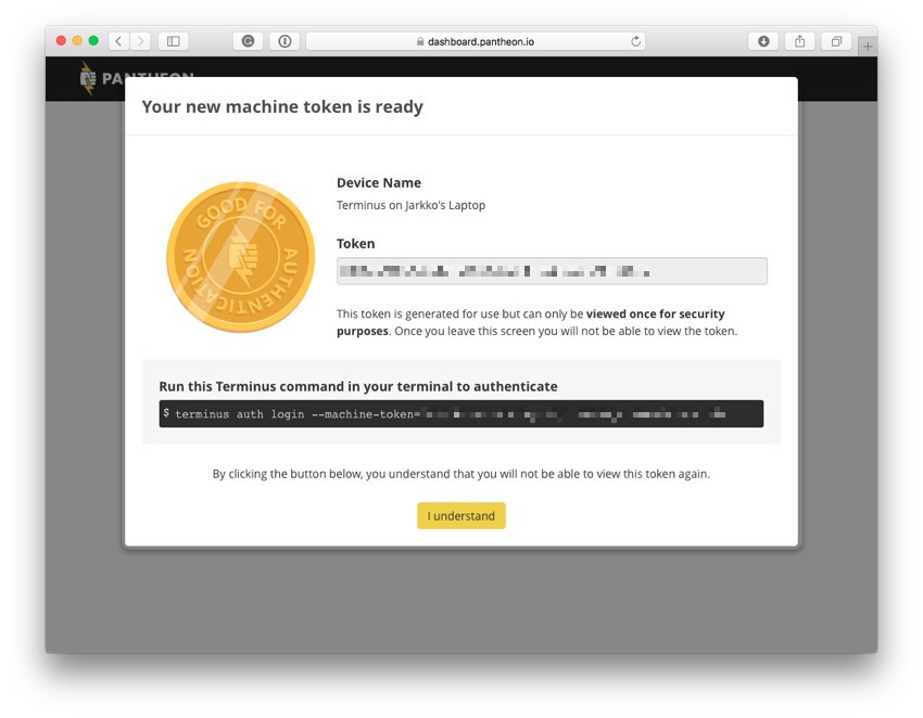 Your new machine token is ready