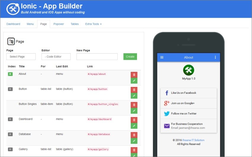 Ionic Mobile App Builder