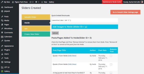 Configuring a slider