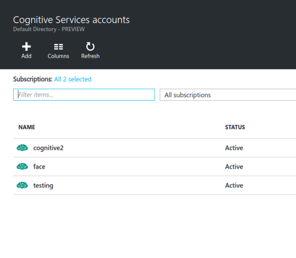 Cognitive Services Accounts