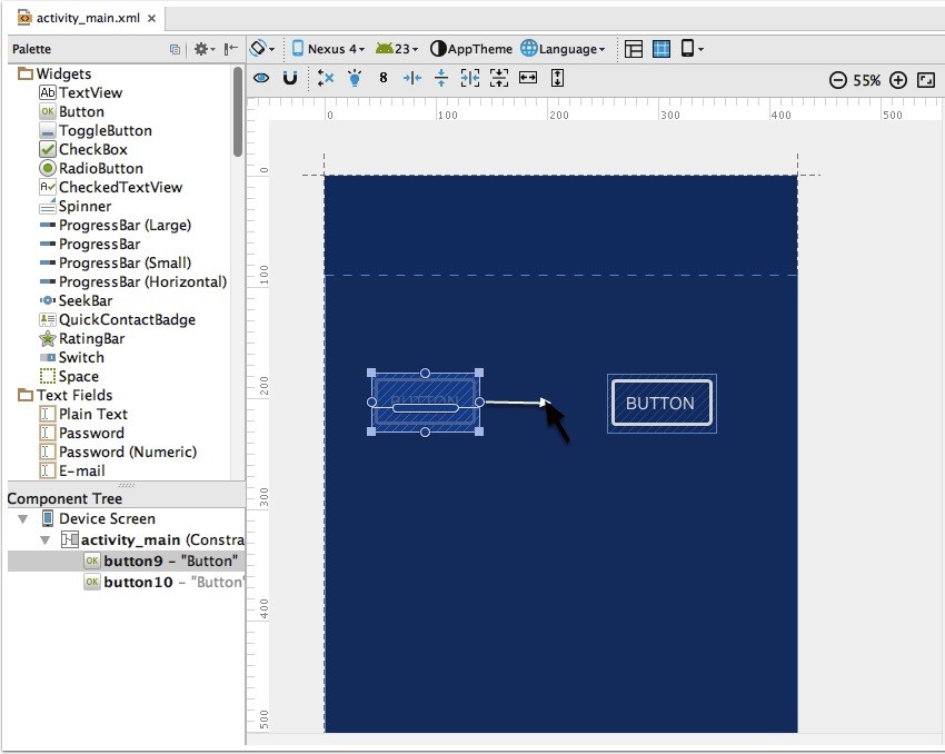 Drag a constraint handle and it will sprout an arrow