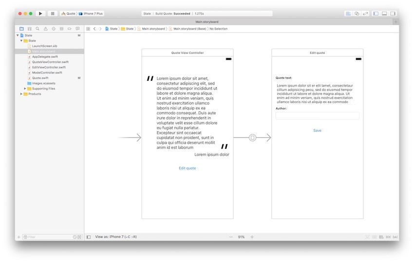 view controllers in the storyboard