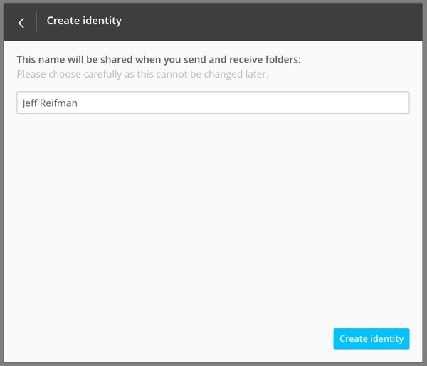 BitTorrent Sync Create Identity