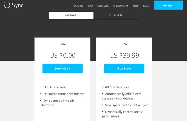 Sync Personal Pricing Plans