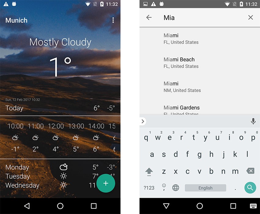 Weather App template screenshots