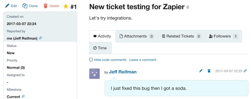 Assembla Zapier Automated Workflow - Ticket Change at Assembla